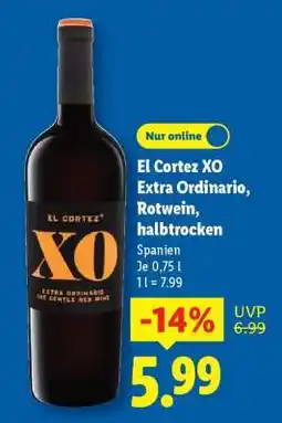 Lidl El Cortez XO Extra Ordinario, Rotwein, halbtrocken Angebot