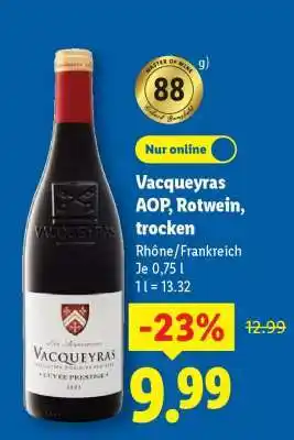 Lidl Vacqueyras AOP, Rotwein, trocken Angebot
