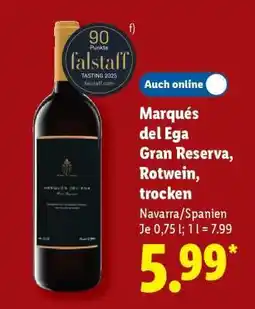 Lidl Marqués del Ega Gran Reserva, Rotwein, trocken Angebot