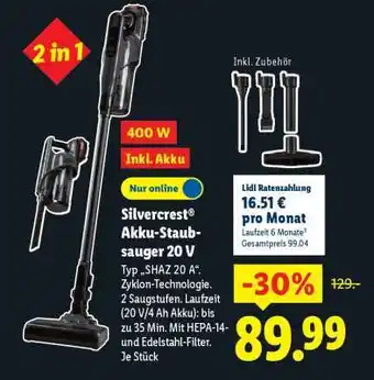 Lidl Silvercrest Akku-Staubsauger 20 V Angebot