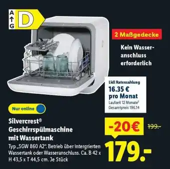 Lidl Silvercrest Geschirrspülmaschine mit Wassertank Angebot