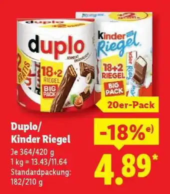 Lidl Duplo / Kinder Riegel Angebot