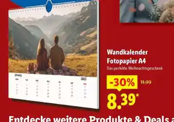 Lidl Wandkalender Fotopapier A4 Angebot