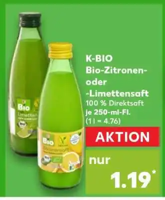 Kaufland K-BIO Bio-Zitronen- oder -Limettensaft Angebot