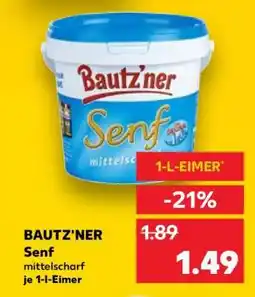Kaufland BAUTZ'NER Senf mittelscharf je 1-l-Eimer Angebot