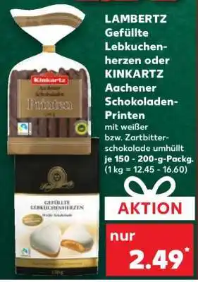 Kaufland LAMBERTZ Gefüllte Lebkuchenherzen oder KINKARTZ Aachener Schokoladen-Printen Angebot