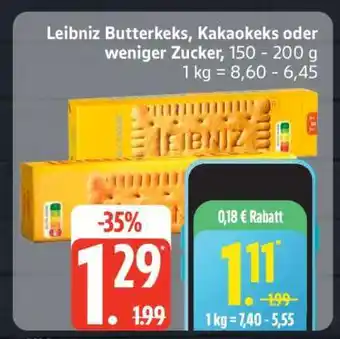 Edeka Leibniz Butterkeks, Kakaokeks oder weniger Zucker Angebot