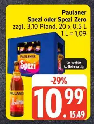 Edeka Paulaner Spezi oder Spezi Zero Angebot