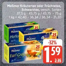 Edeka Meßmer Kräutertee oder Früchtetee, Schwarztee Angebot