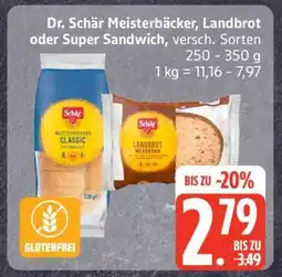 Edeka Dr. Schär Meisterbäcker, Landbrot oder Super Sandwich Angebot