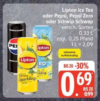 Edeka Lipton Ice Tea oder Pepsi, Pepsi Zero oder Schwip Schwap Angebot