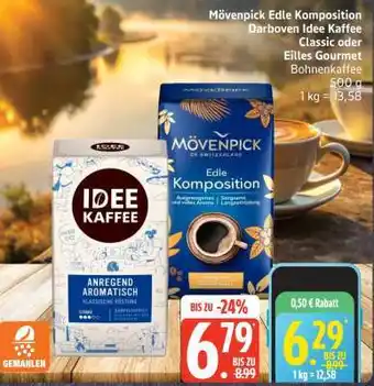 Edeka Mövenpick Edle Komposition Darboven Idee Kaffee Classic oder Eilles Gourmet Bohnenkaffee Angebot