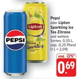 Edeka Pepsi oder Lipton Sparkling Ice Tea Zitrone Angebot