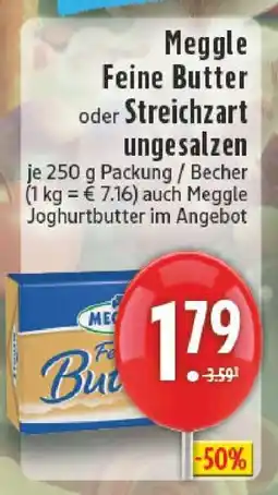 Edeka Meggle Feine Butter oder Streichzart ungesalzen Angebot