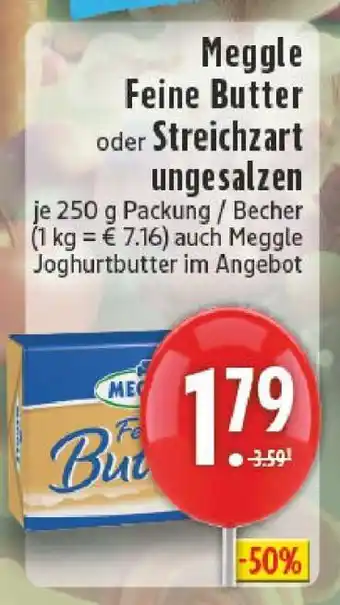 Edeka Meggle Feine Butter oder Streichzart ungesalzen Angebot