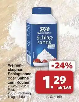 Famila Nord Ost Weihenstephan Schlagsahne oder Sahne zum Kochen Angebot