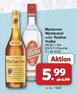 Famila Nord Ost Mariacron Weinbrand oder Rodina Vodka Angebot