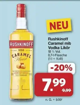 Famila Nord Ost Rushkinoff Caramel mit Vodka Likör Angebot