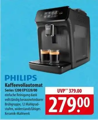 Famila Nord Ost PHILIPS Kaffeevollautomat Series 1200 EP1220/00 Angebot