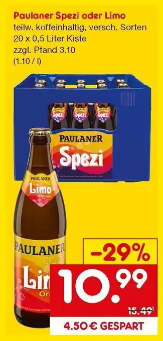 Netto Marken-Discount Paulaner Spezi oder Limo Angebot