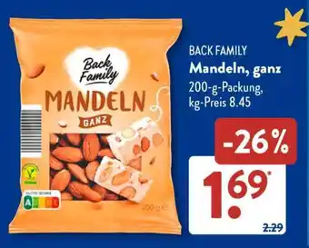 Aldi Süd BACK FAMILY Mandeln, ganz Angebot