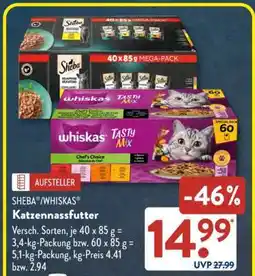 Aldi Süd SHEBA /WHISKAS Katzennaßfutter Angebot