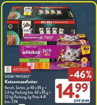 Aldi Süd SHEBA /WHISKAS Katzennaßfutter Angebot