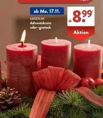 Aldi Süd GARDENLINE Adventskranz oder -gesteck Angebot