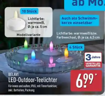 Aldi Nord BELAVI LED-Outdoor-Teelichter Angebot