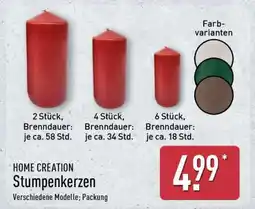 Aldi Nord HOME CREATION Stumpenkerzen Angebot