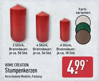 Aldi Nord HOME CREATION Stumpenkerzen Angebot
