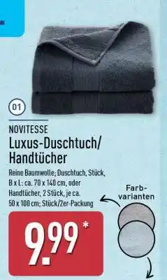 Aldi Nord NOVITESSE Luxus-Duschtuch/Handtücher Angebot