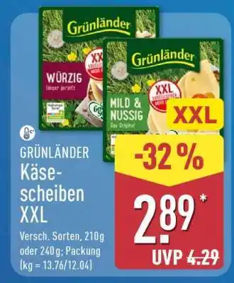 Aldi Nord GRÜNLÄNDER Käsescheiben XXL Angebot