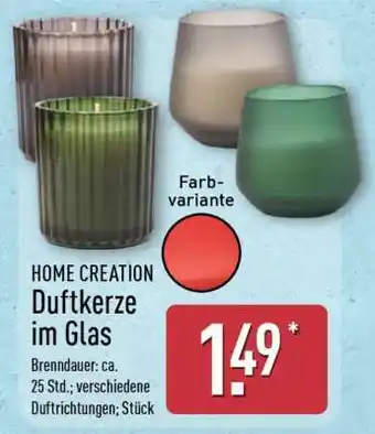 Aldi Nord HOME CREATION Duftkerze im Glas Angebot