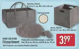 Aldi Nord HOME CREATION Filzsortiment Angebot