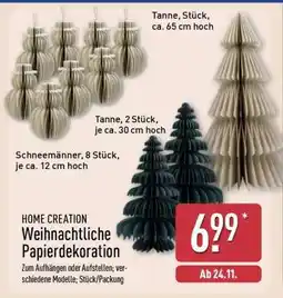 Aldi Nord HOME CREATION Weihnachtliche Papierdekoration Angebot