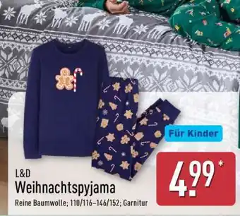 Aldi Nord L&D Weihnachtspyjama Angebot