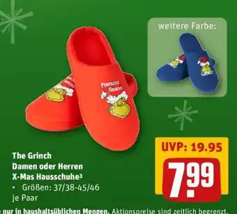 REWE The Grinch Damen oder Herren X-Mas Hausschuhe Angebot