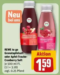 REWE REWE to go Granatapfelsaft oder Apfel-Traube-Cranberry Saft Angebot