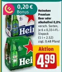 REWE Heineken Premium Beer oder alkoholfrei 0,0% Angebot