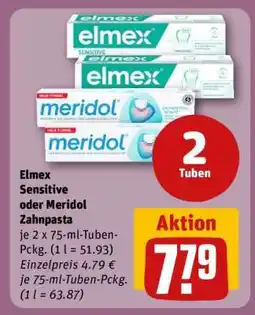 REWE Elmex Sensitive oder Meridol Zahnpasta Angebot