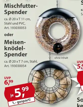 Sonderpreis Baumarkt Mischfutter- Spender oder Meisenknödel- Spender Angebot