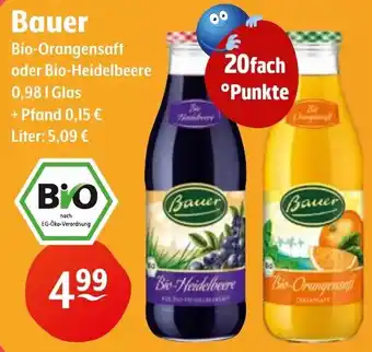 Getränke Hoffmann Bauer Bio-Orangensaft oder Bio-Heidelbeere Angebot