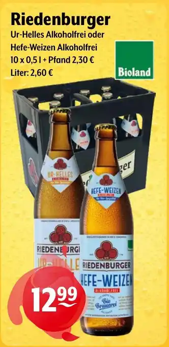 Getränke Hoffmann Riedenburger Ur-Helles Alkoholfrei oder Hefe-Weizen Alkoholfrei Angebot