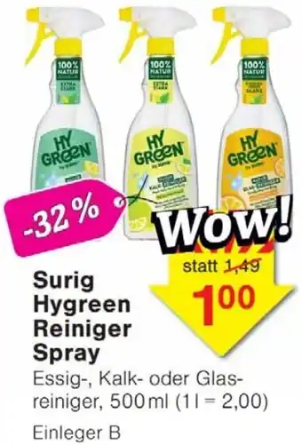 Wiglo Wunderland Surig Hygreen Reiniger Spray Angebot