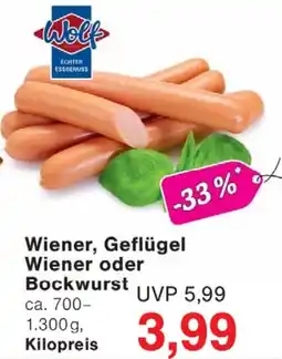 Wiglo Wunderland Wiener, Geflügel Wiener oder Bockwurst Angebot