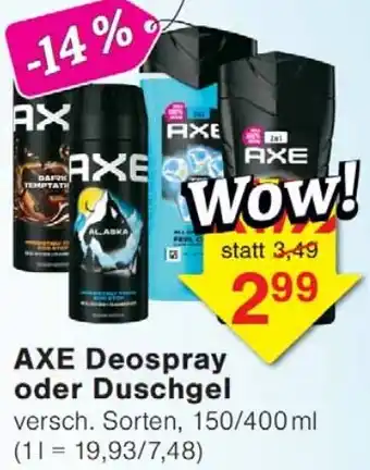 Wiglo Wunderland AXE Deospray oder Duschgel Angebot