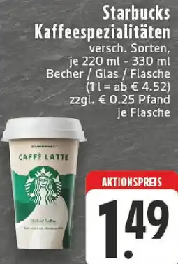 Edeka Starbucks Kaffeespezialitäten Angebot
