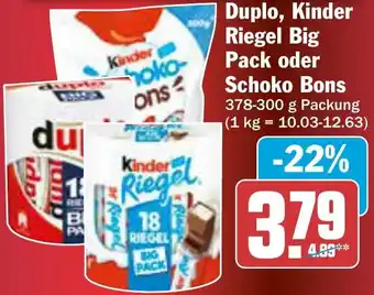 AEZ Duplo, Kinder Riegel Big Pack oder Schoko Bons Angebot