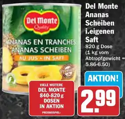 AEZ Del Monte Ananas Scheiben i.eigenen Saft Angebot